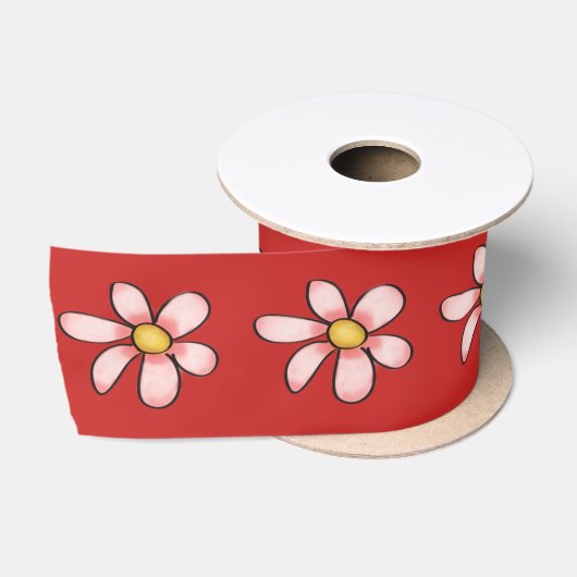 Satijn bloemen Lint (Spoel)