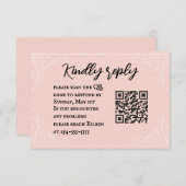 Satijn Blush QR Code Wedding RSVP Kaart (Voorkant / Achterkant)