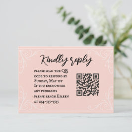 Satijn Blush QR Code Wedding RSVP Kaart