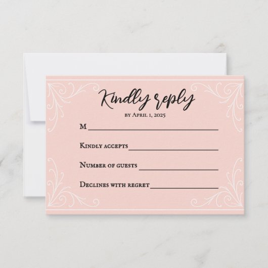 Satijn Blush Wedding RSVP Kaart (Voorkant)