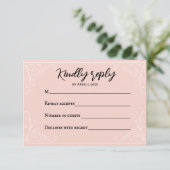 Satijn Blush Wedding RSVP Kaart (Staand voorkant)