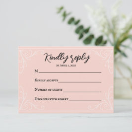 Satijn Blush Wedding RSVP Kaart