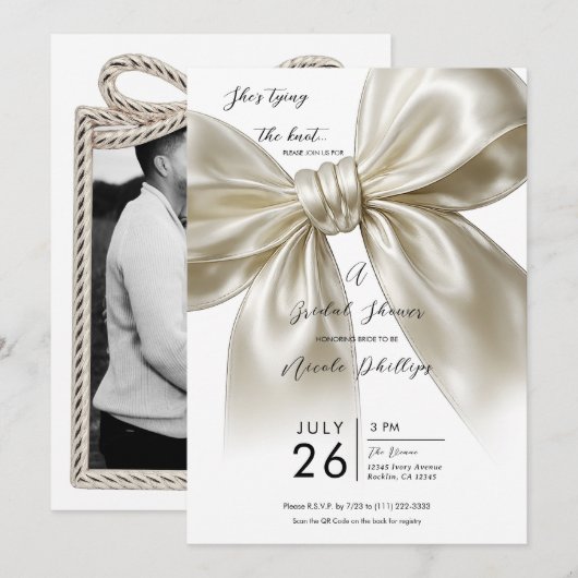 Satijn boog binden van de knoop Posh Vrijgezellenf Kaart (Voorkant / Achterkant)