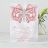 Satijn Diamond Cross Doop | doopuitnodiging Kaart (Staand voorkant)