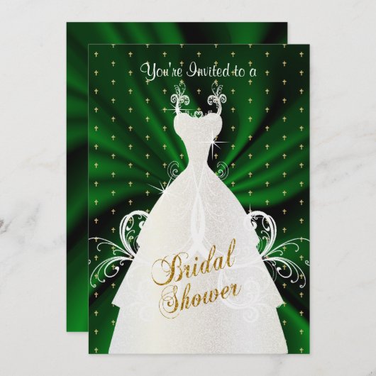 Satijn Donkergroen & Goud Kruispatroon | Douche Kaart (Voorkant / Achterkant)