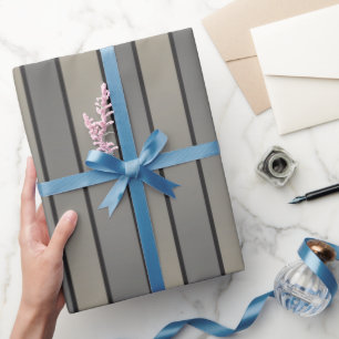 Satijn Effect Strepenpatroon Zwart En Beige Cadeaupapier