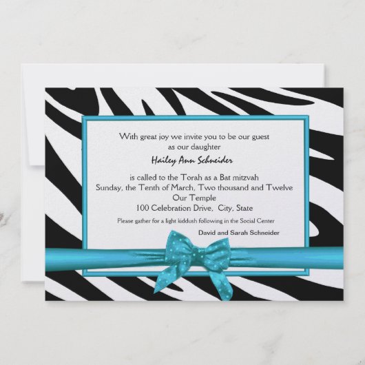 Satijn en strepen Bat Mitswa Kaart (Achterkant)