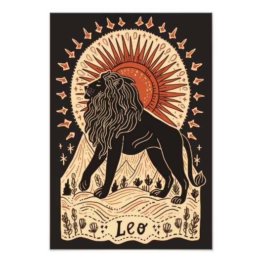 Satijn fotopapier Leo Celestial Zodiac Foto Afdruk (Voorkant)