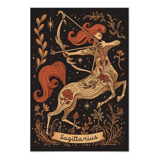 Satijn fotopapier Sagittarius Celestial Zodiac Foto Afdruk (Voorkant)