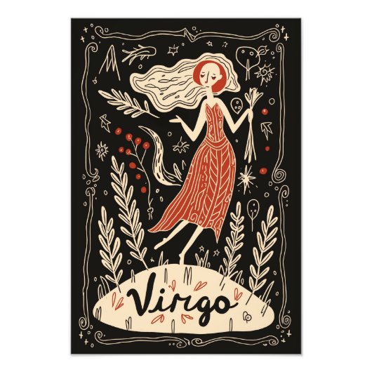 Satijn fotopapier Virgo Celestial Zodiac Foto Afdruk (Voorkant)