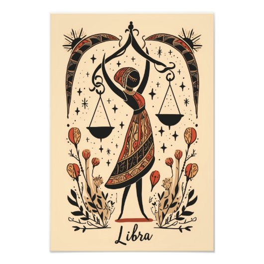 Satijn fotopapier Weegschaal Hemelse Dierenriem Foto Afdruk (Voorkant)