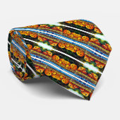 Satijn Halloween Vakantie pompoen streep Stropdas (Opgerold)
