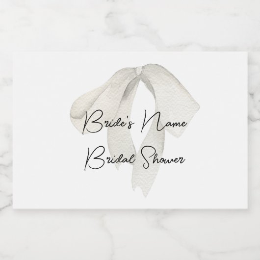 Satijn Ivoor Lint Bow Vrijgezellenfeest MINI Sparkling Wijnetiket (Enkel label)