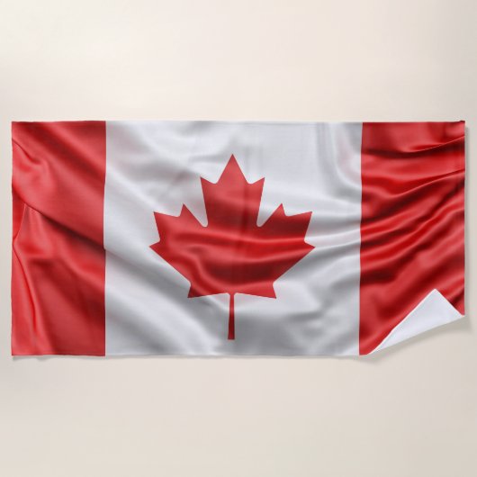 Satijn look Canadese vlag Strandlaken (Voorkant)