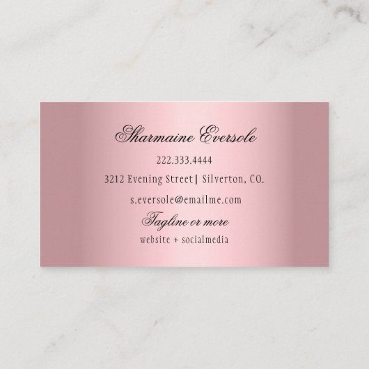 Satijn Roze en Grijze Kroonluchter Visitekaartje (Achterkant)