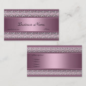 Satijn Roze Zilveren Trim Elegant Visitekaartje (Voorkant / Achterkant)
