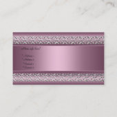 Satijn Roze Zilveren Trim Elegant Visitekaartje (Achterkant)