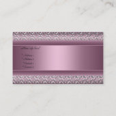 Satijn Roze Zilveren Trim Elegant Visitekaartje 2 (Achterkant)