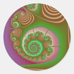 Satijn Seashell Spiraal Fractal Ronde Sticker