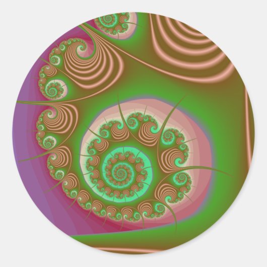 Satijn Seashell Spiraal Fractal Ronde Sticker (Voorkant)