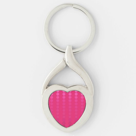 Satijn stippen - tinten fuchsia roze sleutelhanger (Voorkant)
