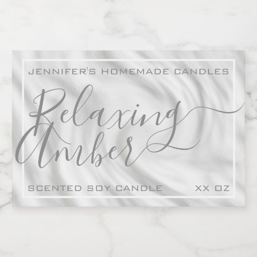 Satijn Zilver Grijs Kalligrafie Tekst Handtekening Voedselcontainer Etiket (Enkel label)