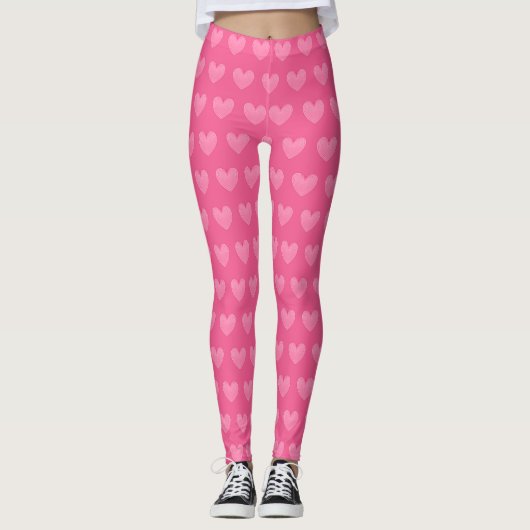 Satijneharten - Pastel en Roos Roze Leggings (Voorkant)