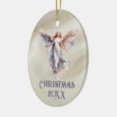 Satijnen Kerstengel Keramisch Ornament (Links)