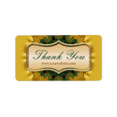 Satijngoud en Deep Green Dank u Sticker Labels (Voorkant)