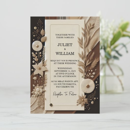 Satijnstof Fluweel Kant Linnen Papier Bruiloft Kaart (Staand voorkant)