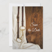 Satin and Horse Bit Western Wedding Save the Date Kaart (Voorkant)