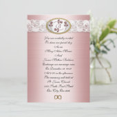 Satin and lace Wedding Monogram Uitnodiging (Staand voorkant)