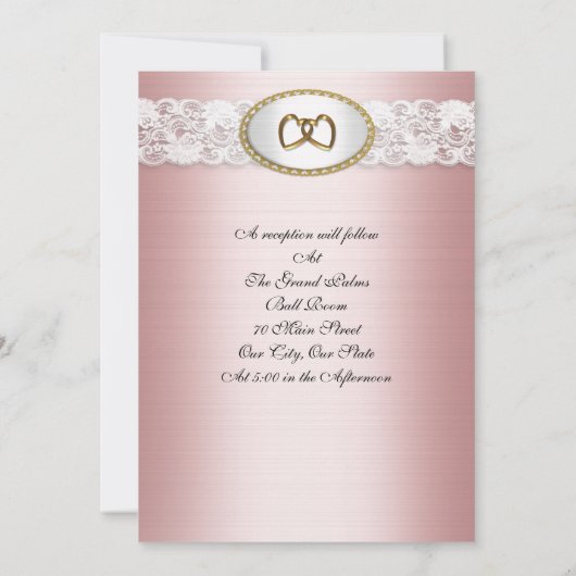 Satin and lace Wedding Monogram Uitnodiging (Achterkant)