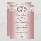 Satin and lace Wedding Monogram Uitnodiging (Voorkant / Achterkant)