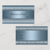 Satin Blue Silver Trim Elegant Visitekaartje (Voorkant / Achterkant)