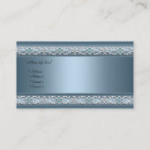 Satin Blue Silver Trim Elegant Visitekaartje (Achterkant)