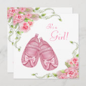 Satin Booties Roze Roos Baby shower Kaart (Voorkant / Achterkant)