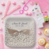 Satin Bow op kant voor Jubileum Papieren Bordje (Feest)