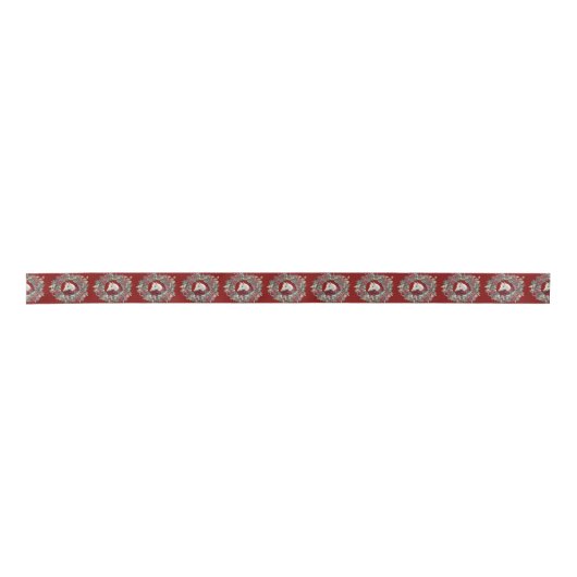 Satin Christmas Ribbon with Horse Satijnen Lint (Voorkant)