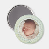 Satin Damask pastel Green Baby Photo Magnet (Voorkant / Achterkant)