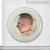 Satin Damask pastel Green Baby Photo Magnet