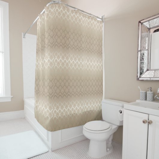 Satin Damask taupe beige bat Douchegordijn (In situ)