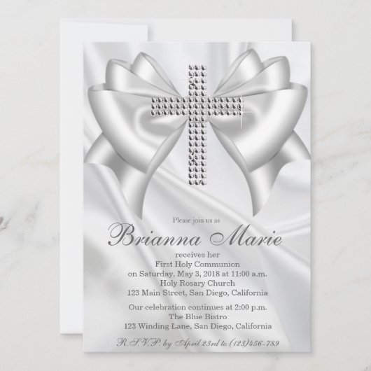 Satin Diamond Cross First Community Invitation Kaart (Voorkant)