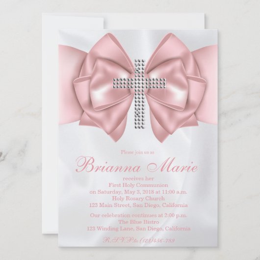 Satin Diamond Cross First Community Invitation Kaart (Voorkant)