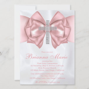 Satin Diamond Cross First Community Invitation Kaart