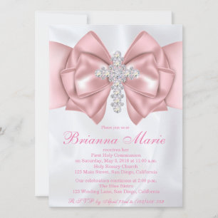 Satin Diamond Cross First Community Invitation Kaart