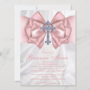Satin Diamond Cross First Community Invitation Kaart