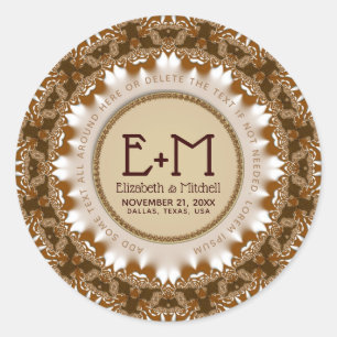 Satin Earth Lace Monogram Ronde Sticker