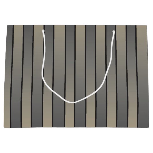 Satin Effect Stripes Pattern Black and Beige Groot Cadeauzakje (Voorkant)