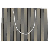 Satin Effect Stripes Pattern Black and Beige Groot Cadeauzakje (Achterkant)